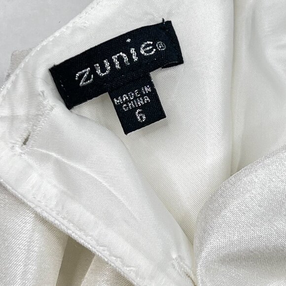 Zunie Girls' Fit & Flare Sleeveless Off-White Satin Bow Tule Party Dress Size 6 - Picture 7 of 7